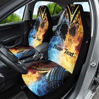 Personalised Polynesian Heart In Fire And Water Car Seat Cover Romantic Elements LT01 - Polynesian Pride