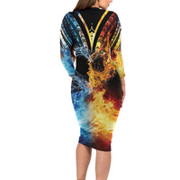 Personalised Polynesian Heart In Fire And Water Family Matching Long Sleeve Bodycon Dress and Hawaiian Shirt Romantic Elements LT01 - Polynesian Pride