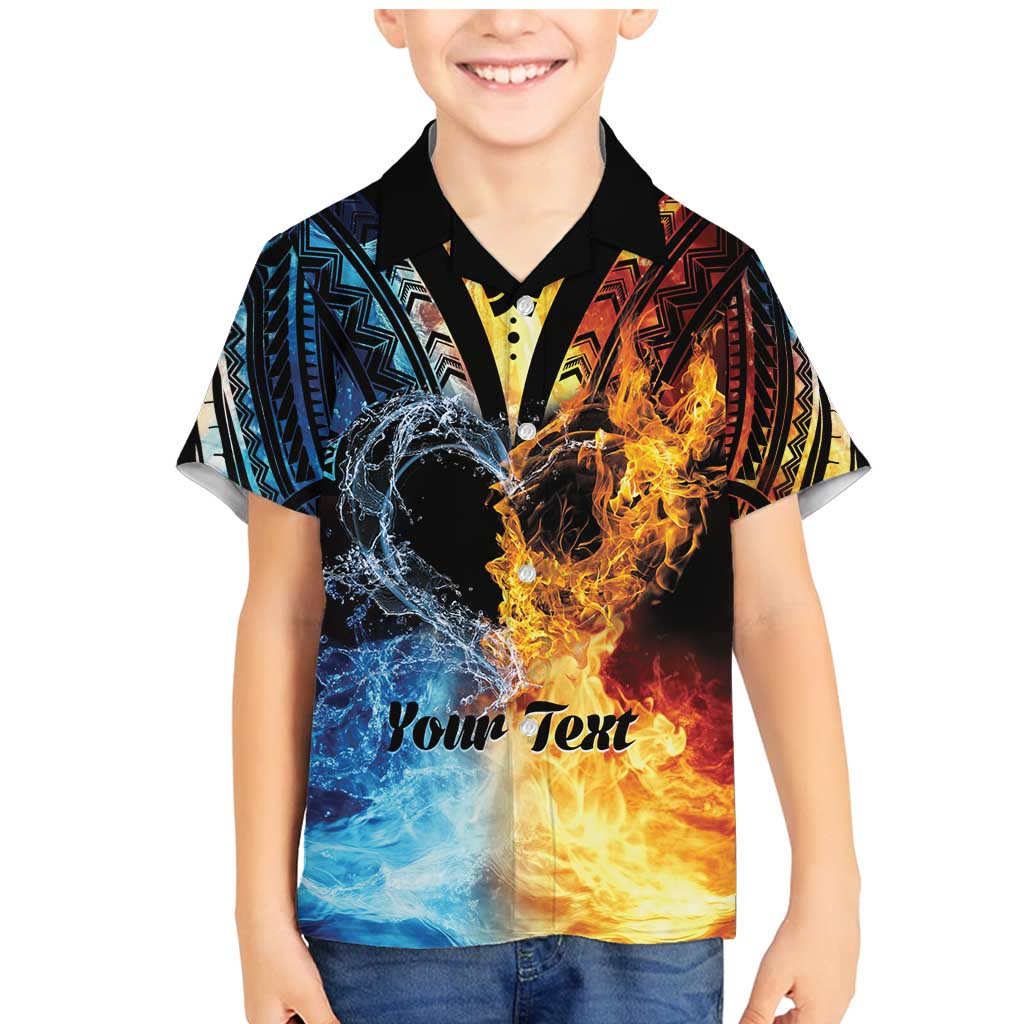 Personalised Polynesian Heart In Fire And Water Family Matching Mermaid Dress and Hawaiian Shirt Romantic Elements LT01 Son's Shirt Colorful - Polynesian Pride