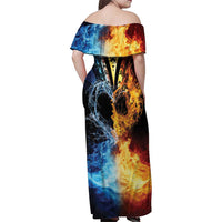 Personalised Polynesian Heart In Fire And Water Family Matching Off Shoulder Maxi Dress and Hawaiian Shirt Romantic Elements LT01 - Polynesian Pride