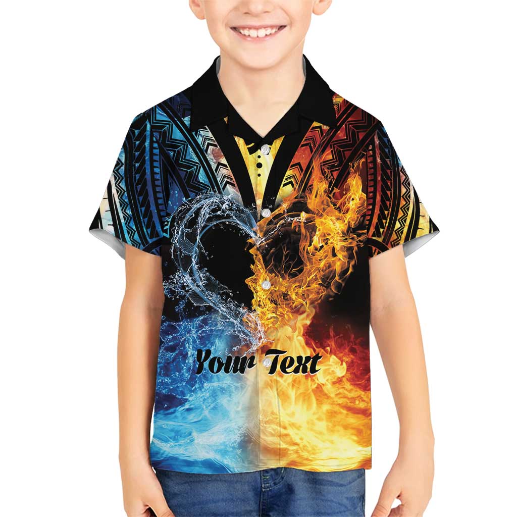 Personalised Polynesian Heart In Fire And Water Family Matching Off Shoulder Short Dress and Hawaiian Shirt Romantic Elements LT01 Son's Shirt Colorful - Polynesian Pride