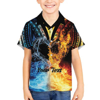 Personalised Polynesian Heart In Fire And Water Family Matching Off Shoulder Short Dress and Hawaiian Shirt Romantic Elements LT01 Son's Shirt Colorful - Polynesian Pride