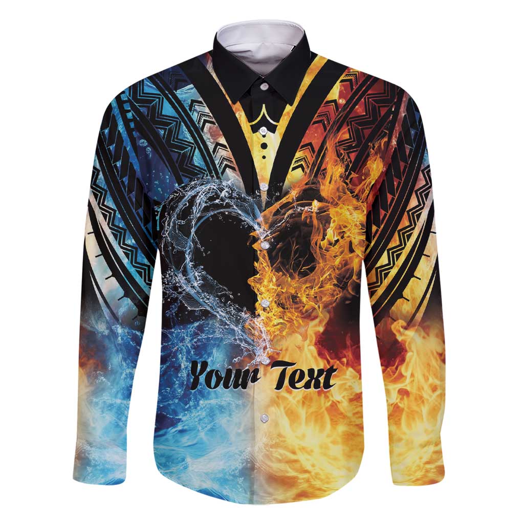 Personalised Polynesian Heart In Fire And Water Family Matching Short Sleeve Bodycon Dress and Hawaiian Shirt Romantic Elements LT01 Dad's Shirt - Long Sleeve Colorful - Polynesian Pride