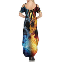 Personalised Polynesian Heart In Fire And Water Family Matching Summer Maxi Dress and Hawaiian Shirt Romantic Elements LT01 - Polynesian Pride