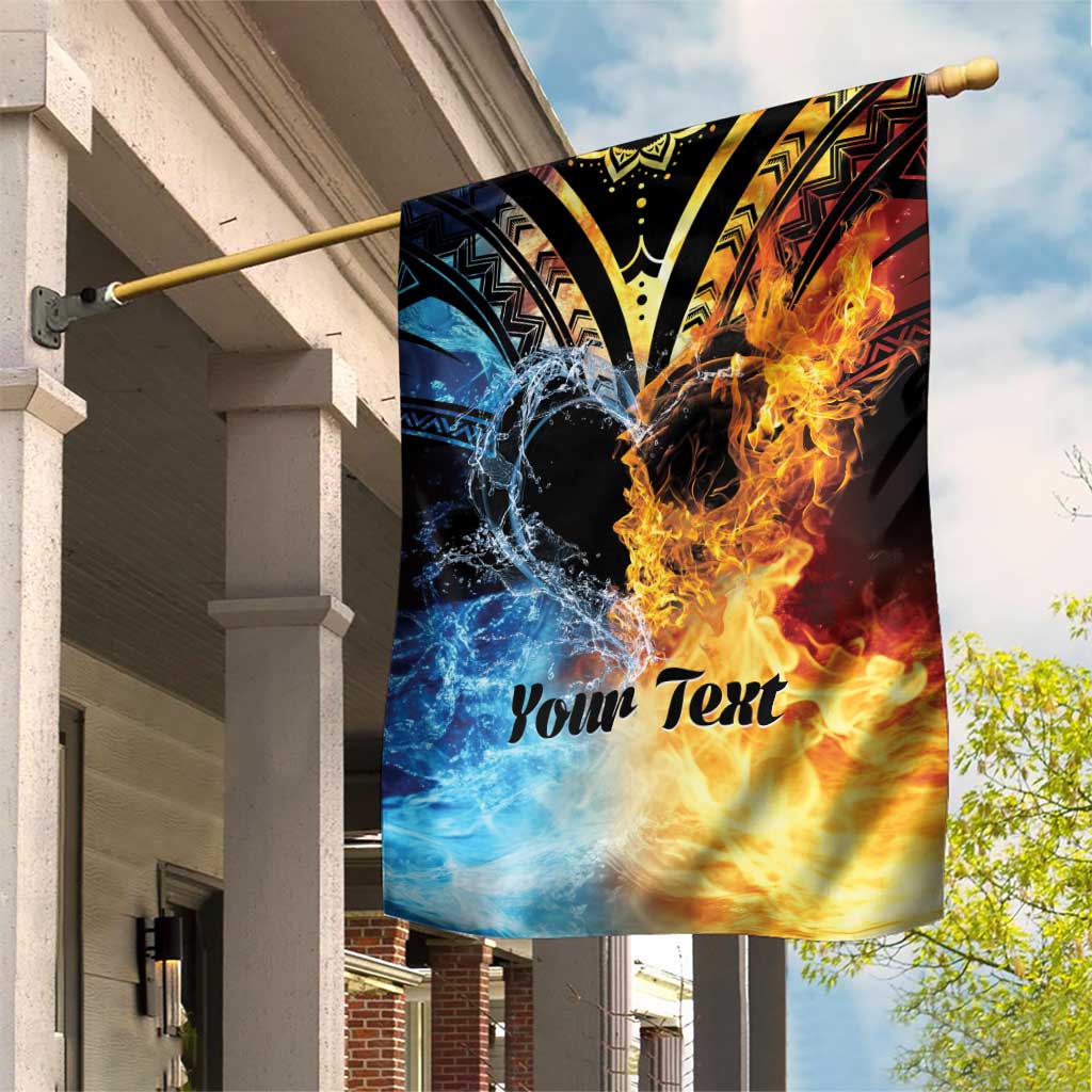Personalised Polynesian Heart In Fire And Water Garden Flag Romantic Elements LT01 House Flag Colorful - Polynesian Pride