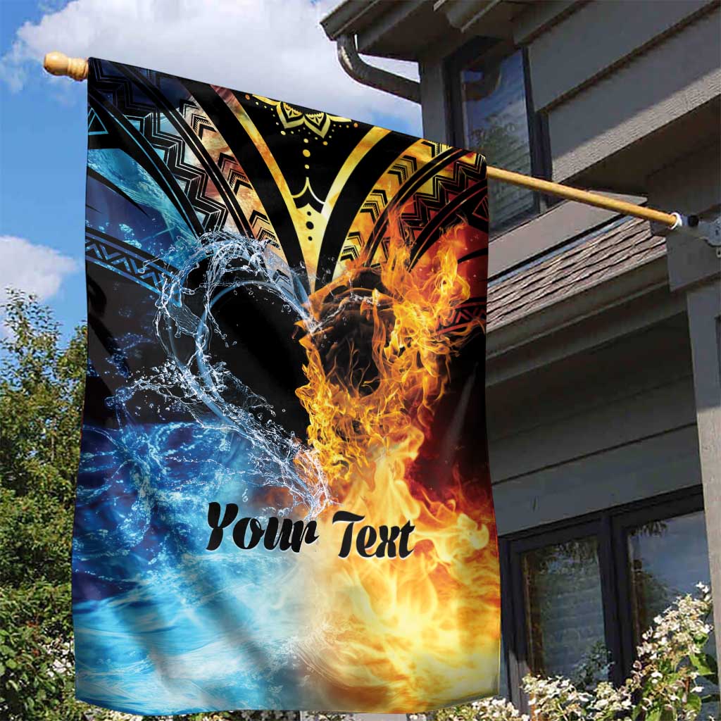 Personalised Polynesian Heart In Fire And Water Garden Flag Romantic Elements LT01 - Polynesian Pride
