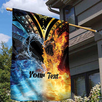 Personalised Polynesian Heart In Fire And Water Garden Flag Romantic Elements LT01 - Polynesian Pride