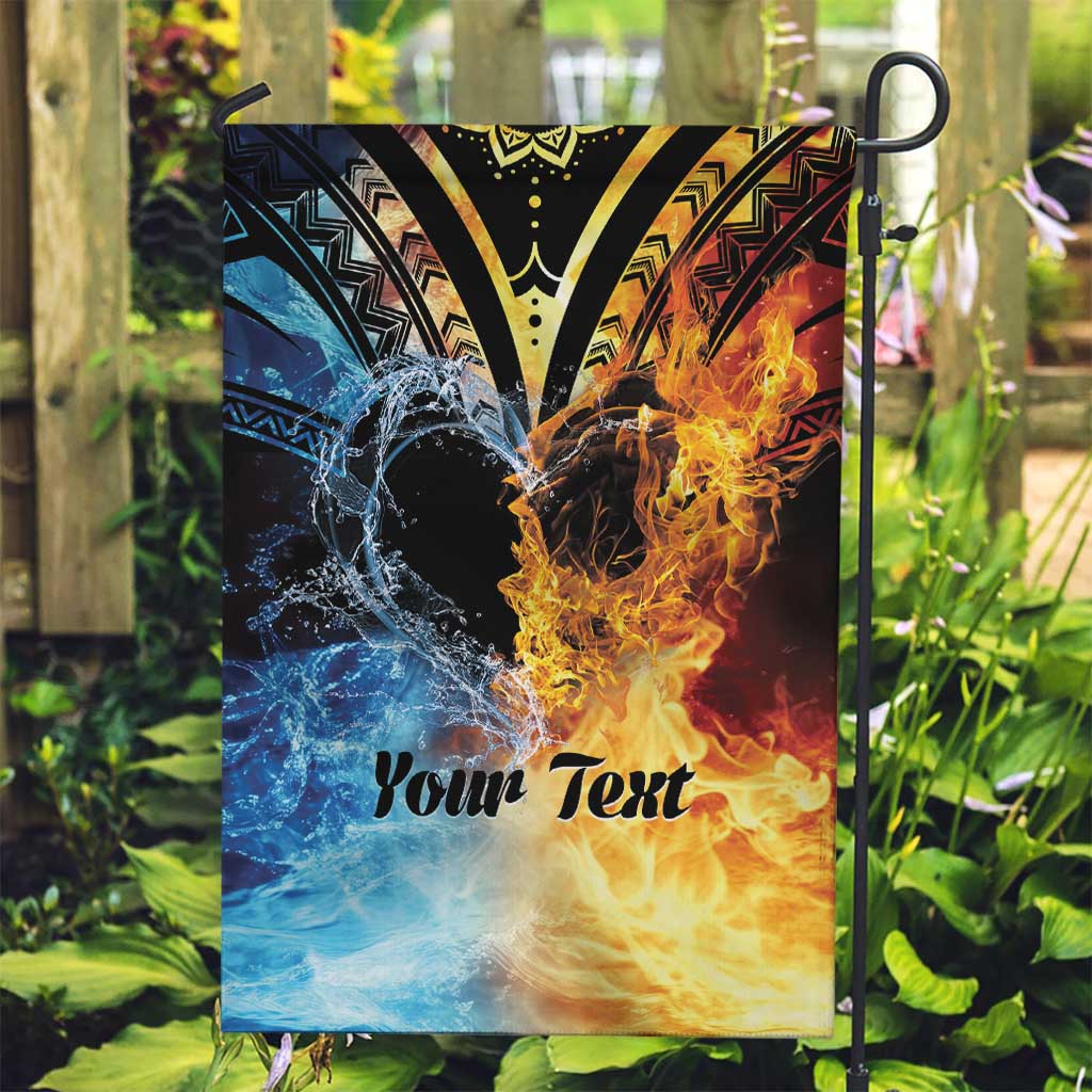 Personalised Polynesian Heart In Fire And Water Garden Flag Romantic Elements LT01 Garden Flag Colorful - Polynesian Pride