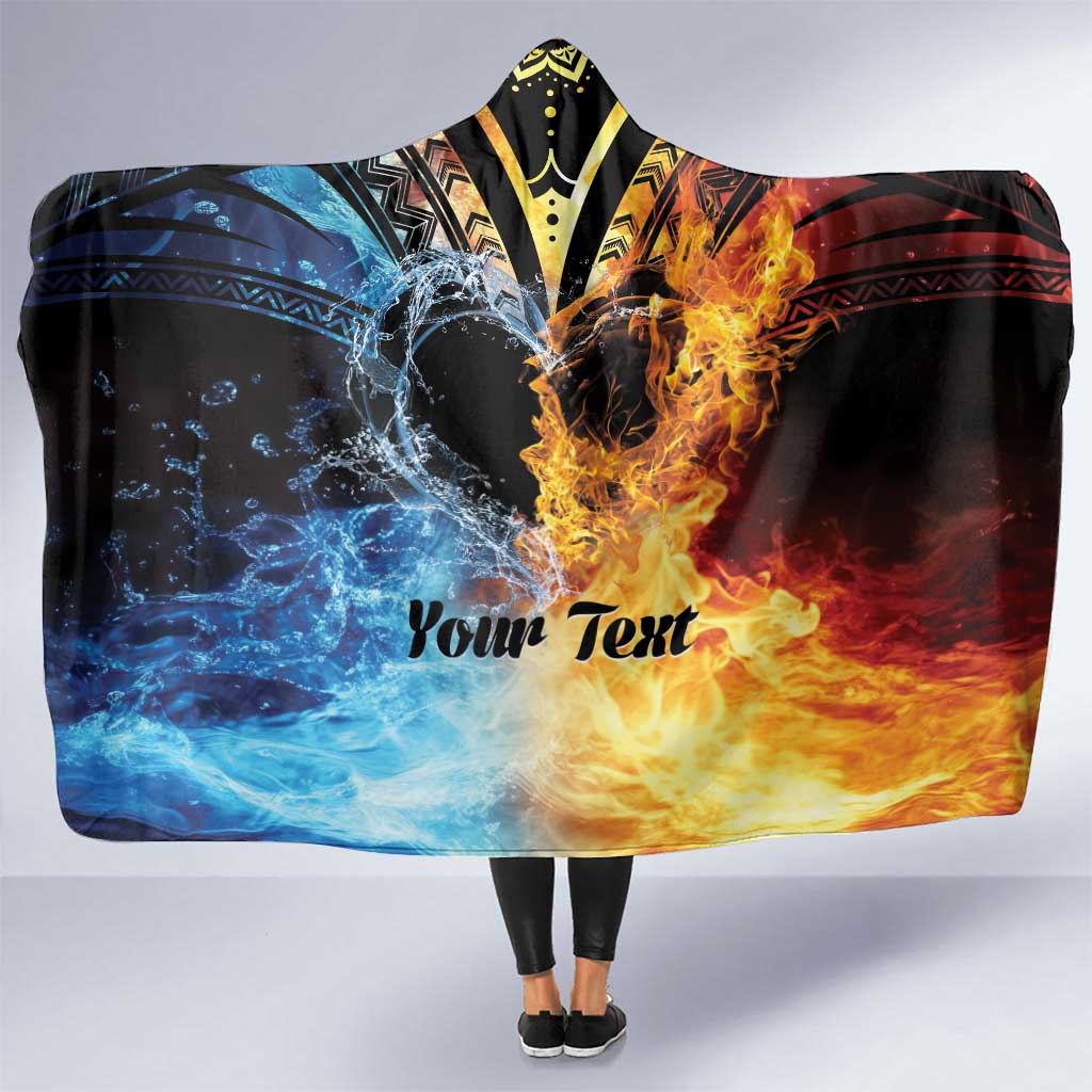 Personalised Polynesian Heart In Fire And Water Hooded Blanket Romantic Elements LT01 One Size Colorful - Polynesian Pride