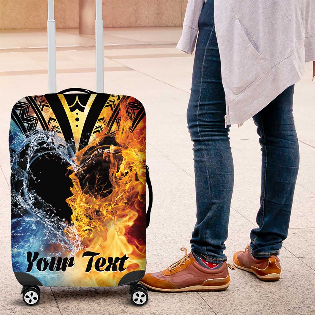 Personalised Polynesian Heart In Fire And Water Luggage Cover Romantic Elements LT01 Colorful - Polynesian Pride