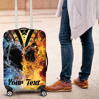 Personalised Polynesian Heart In Fire And Water Luggage Cover Romantic Elements LT01 Colorful - Polynesian Pride