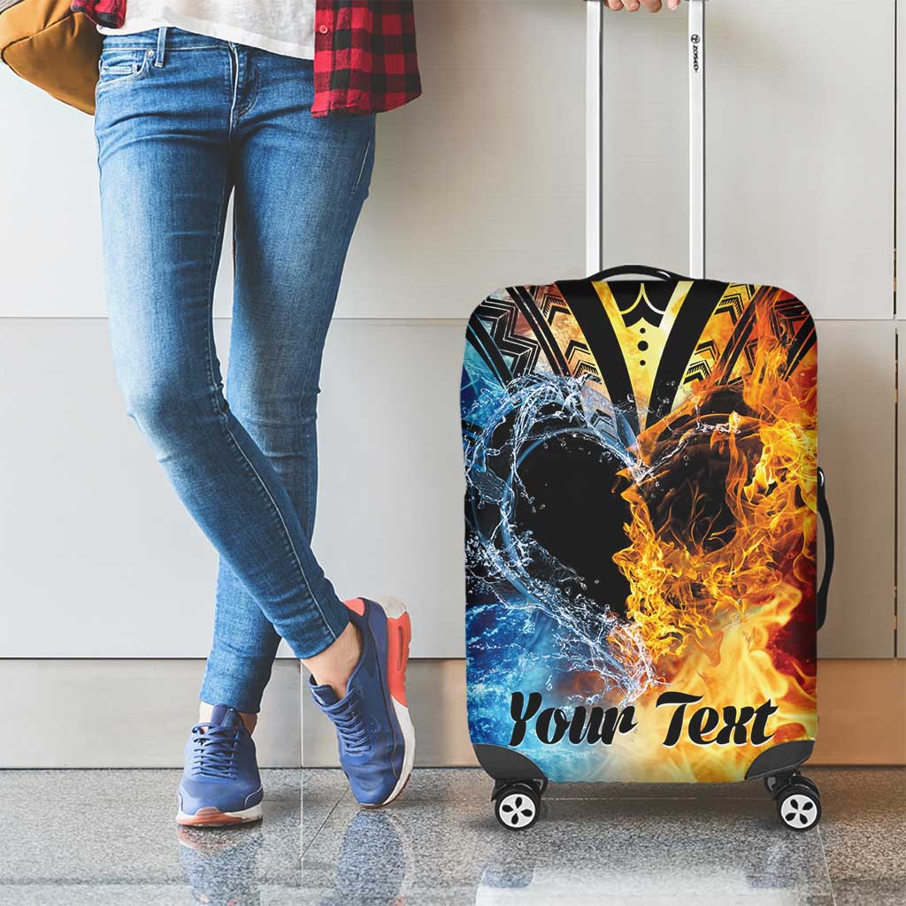 Personalised Polynesian Heart In Fire And Water Luggage Cover Romantic Elements LT01 - Polynesian Pride