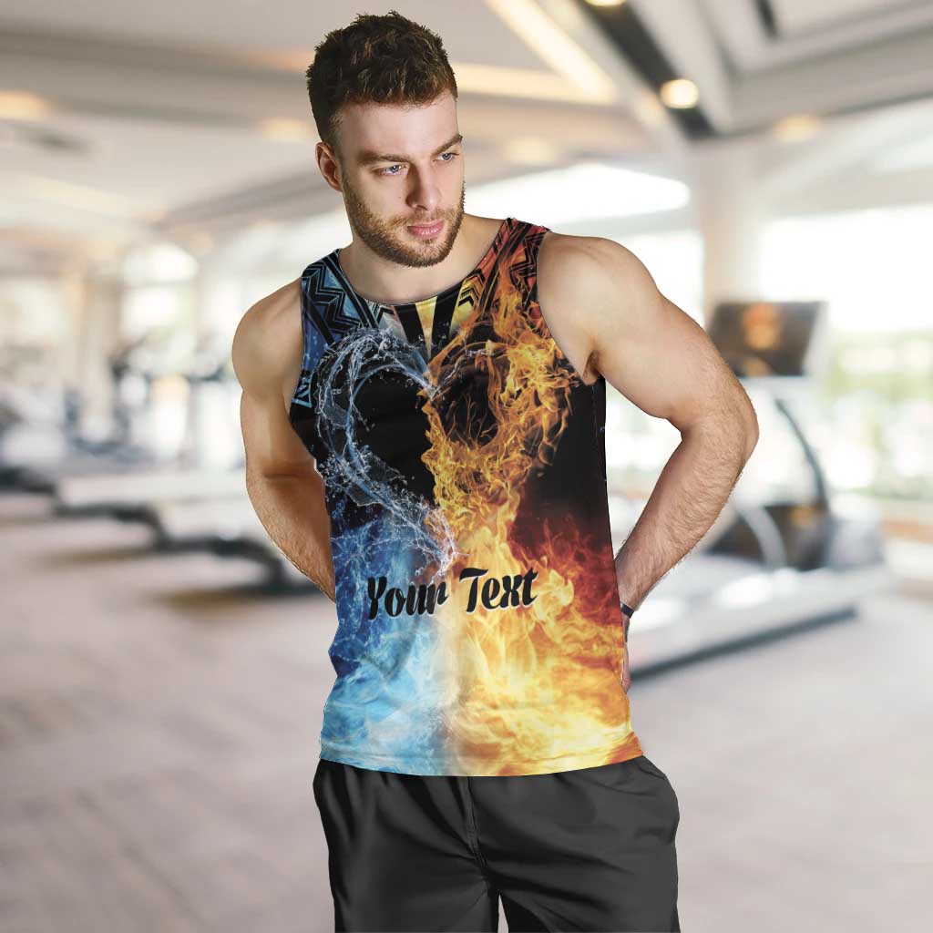 Personalised Polynesian Heart In Fire And Water Men Tank Top Romantic Elements LT01 Colorful - Polynesian Pride