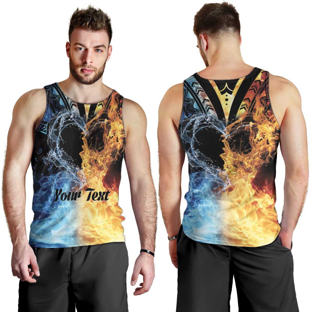 Personalised Polynesian Heart In Fire And Water Men Tank Top Romantic Elements