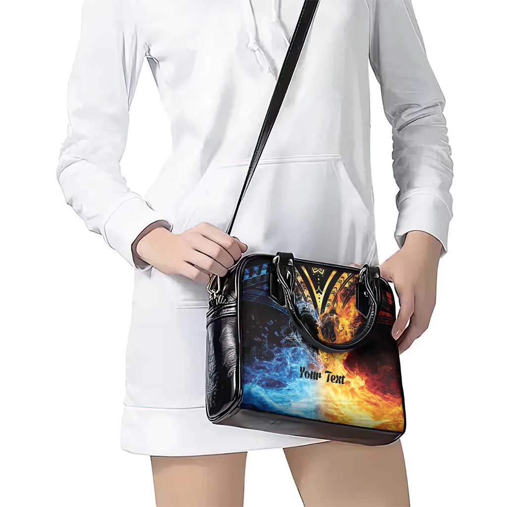 Personalised Polynesian Heart In Fire And Water Shoulder Handbag Romantic Elements