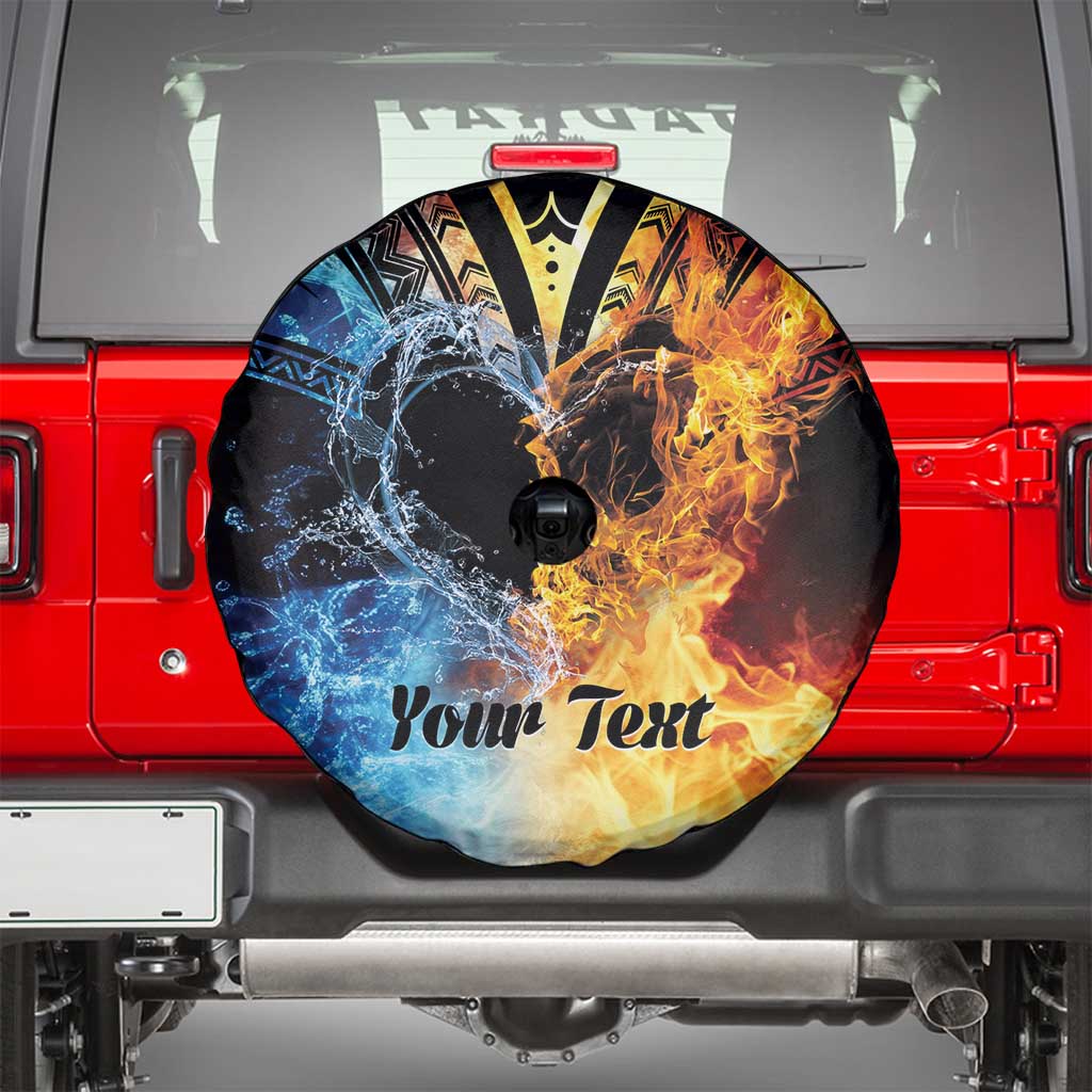 Personalised Polynesian Heart In Fire And Water Spare Tire Cover Romantic Elements LT01 - Polynesian Pride