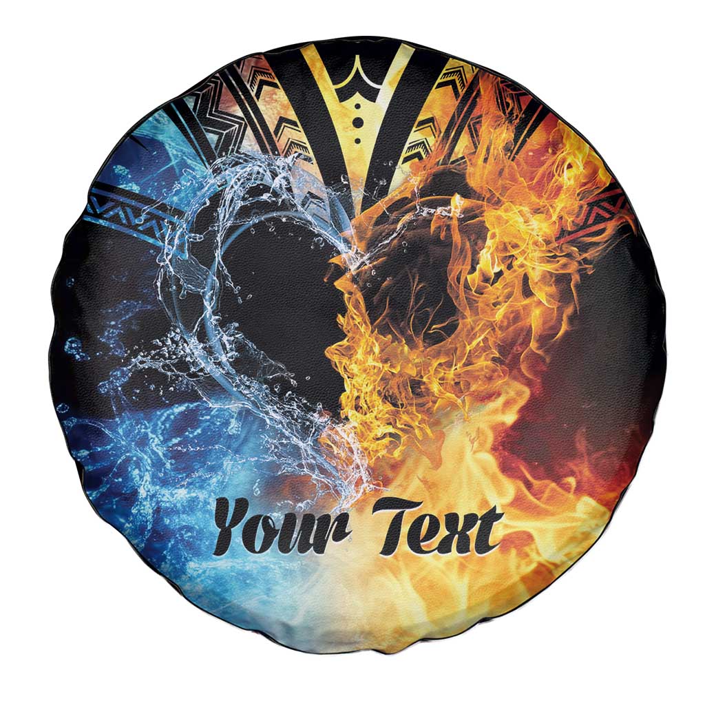Personalised Polynesian Heart In Fire And Water Spare Tire Cover Romantic Elements LT01 - Polynesian Pride