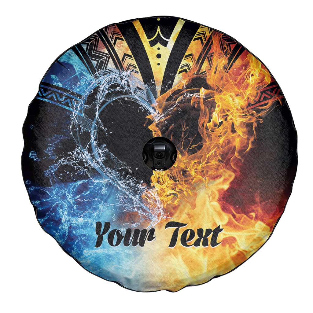 Personalised Polynesian Heart In Fire And Water Spare Tire Cover Romantic Elements LT01 - Polynesian Pride