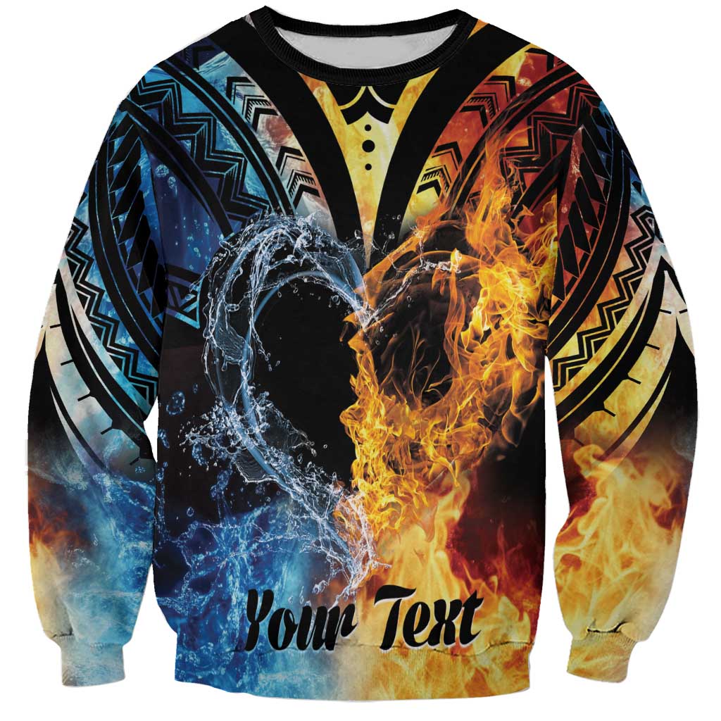 Personalised Polynesian Heart In Fire And Water Sweatshirt Romantic Elements LT01 Unisex Colorful - Polynesian Pride