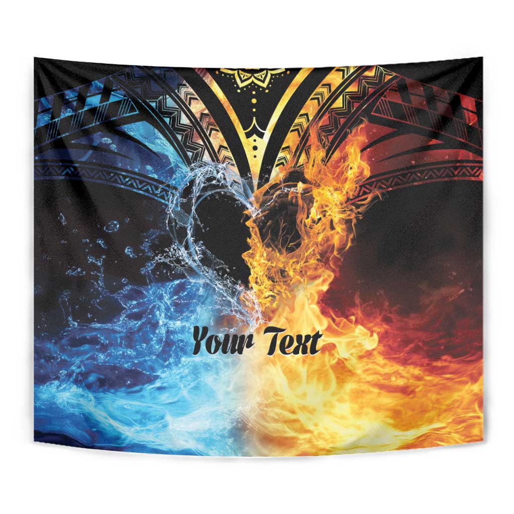 Personalised Polynesian Heart In Fire And Water Tapestry Romantic Elements LT01 - Polynesian Pride
