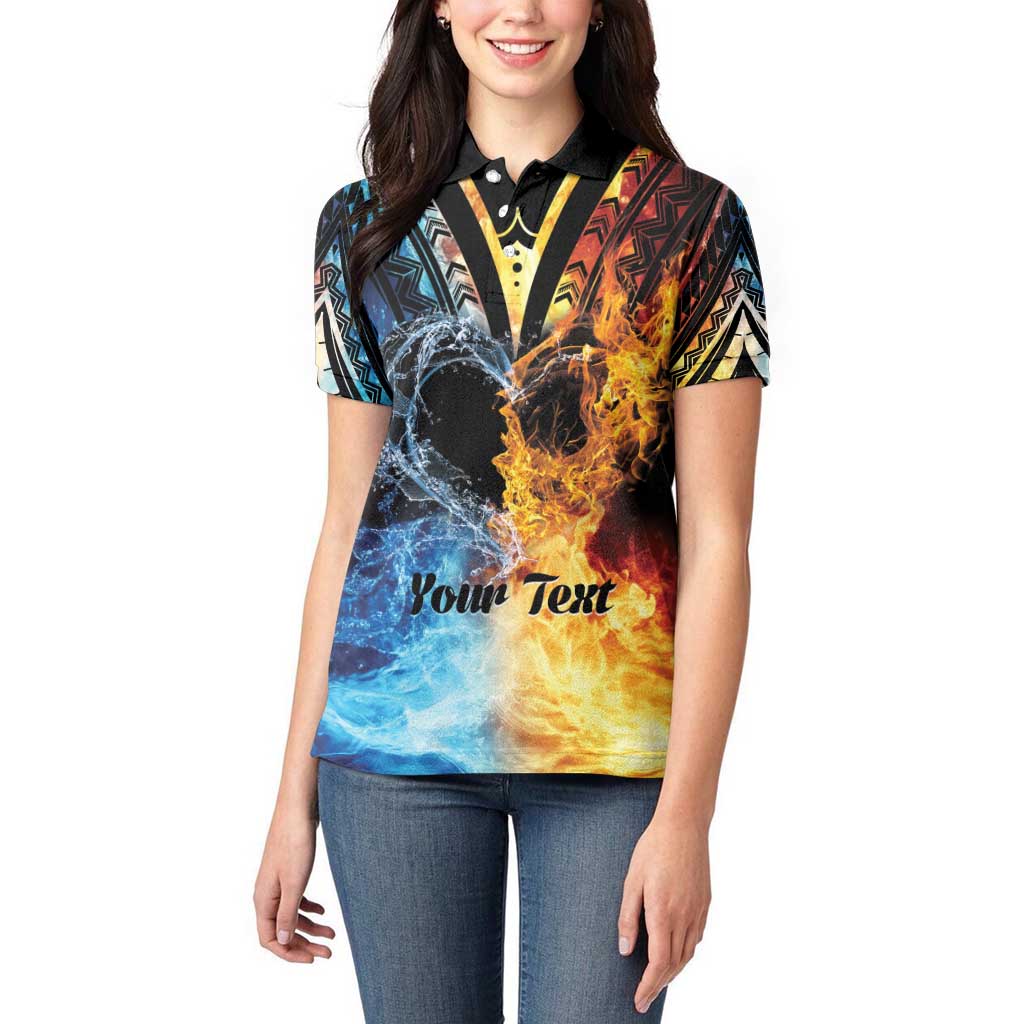 Personalised Polynesian Heart In Fire And Water Women Polo Shirt Romantic Elements