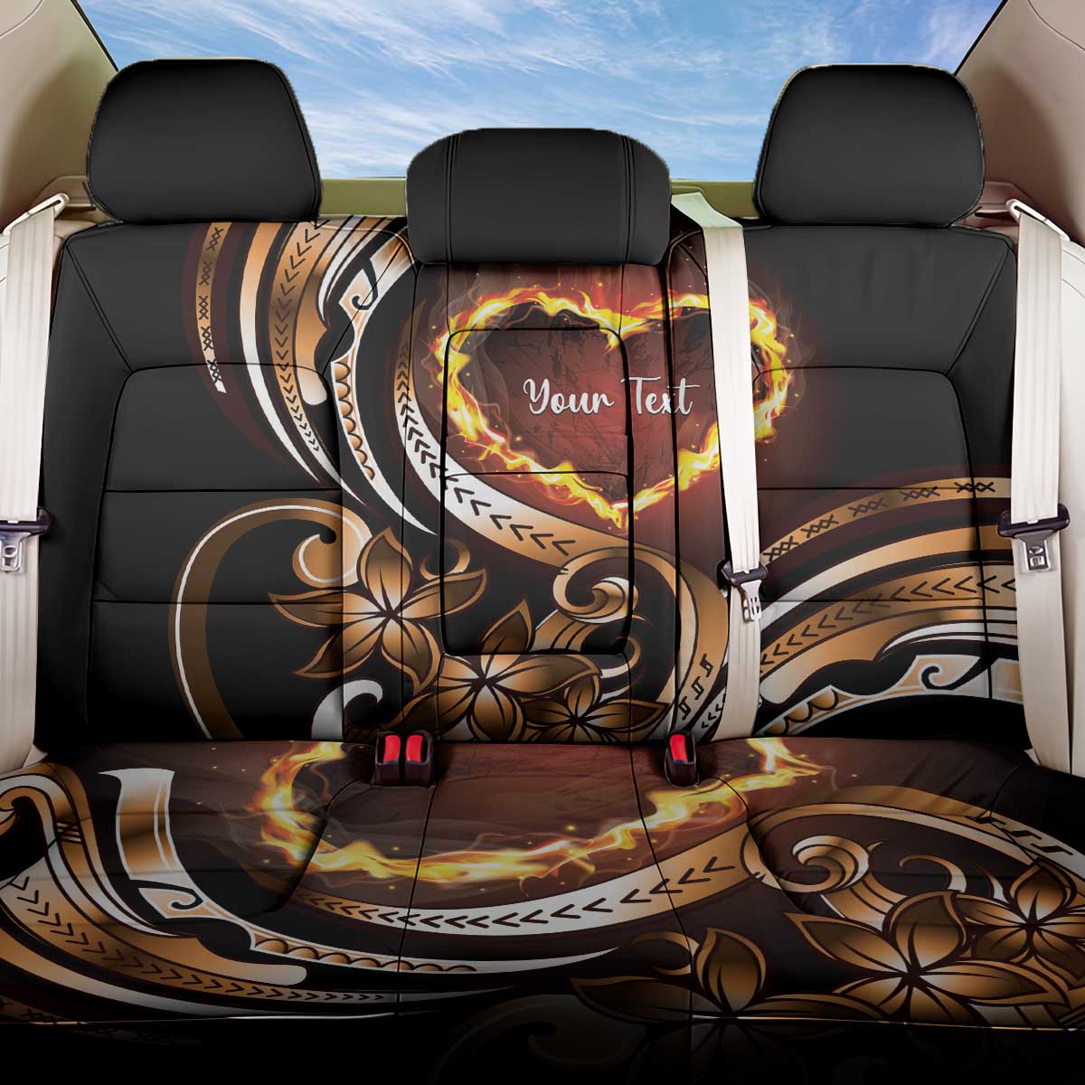 Personalised Polynesian Fiery Heart Back Car Seat Cover Passionate Love LT01 One Size Black - Polynesian Pride