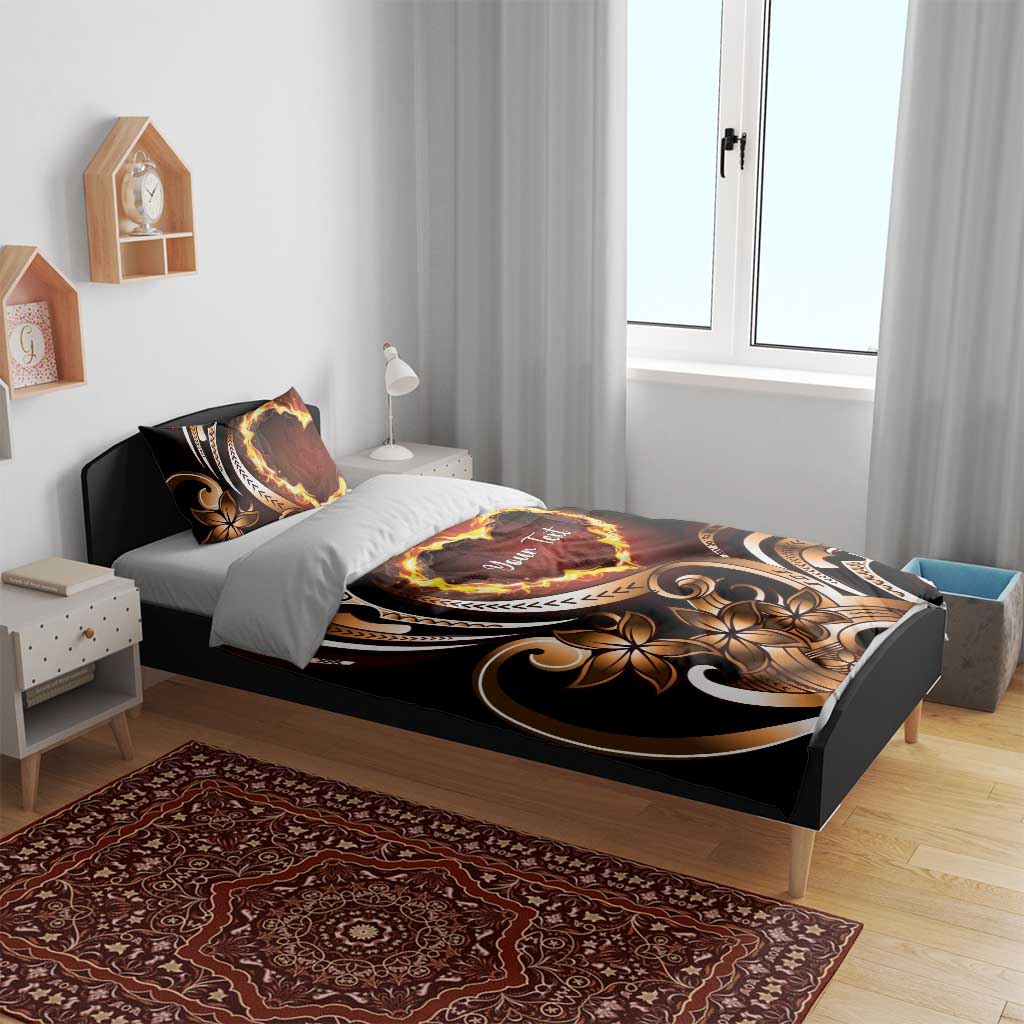 Personalised Polynesian Fiery Heart Bedding Set Passionate Love