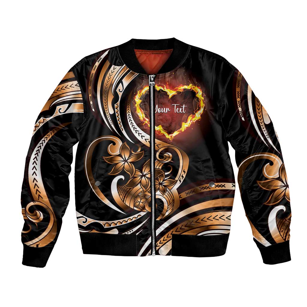 Personalised Polynesian Fiery Heart Bomber Jacket Passionate Love LT01 Unisex Black - Polynesian Pride