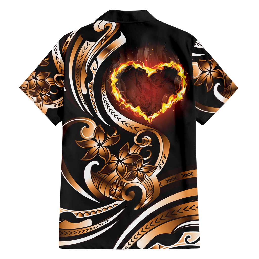Personalised Polynesian Fiery Heart Family Matching Long Sleeve Bodycon Dress and Hawaiian Shirt Passionate Love LT01 - Polynesian Pride