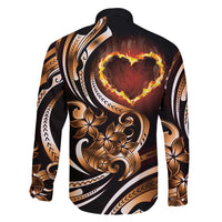 Personalised Polynesian Fiery Heart Family Matching Long Sleeve Bodycon Dress and Hawaiian Shirt Passionate Love LT01 - Polynesian Pride
