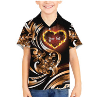 Personalised Polynesian Fiery Heart Family Matching Mermaid Dress and Hawaiian Shirt Passionate Love LT01 Son's Shirt Black - Polynesian Pride
