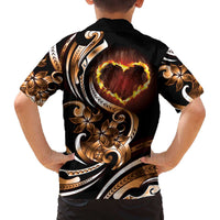 Personalised Polynesian Fiery Heart Family Matching Off The Shoulder Long Sleeve Dress and Hawaiian Shirt Passionate Love LT01 - Polynesian Pride