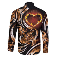 Personalised Polynesian Fiery Heart Family Matching Off The Shoulder Long Sleeve Dress and Hawaiian Shirt Passionate Love LT01 - Polynesian Pride