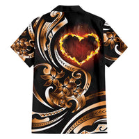 Personalised Polynesian Fiery Heart Family Matching Off Shoulder Maxi Dress and Hawaiian Shirt Passionate Love LT01 - Polynesian Pride