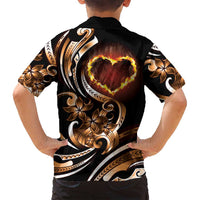 Personalised Polynesian Fiery Heart Family Matching Off Shoulder Short Dress and Hawaiian Shirt Passionate Love LT01 - Polynesian Pride