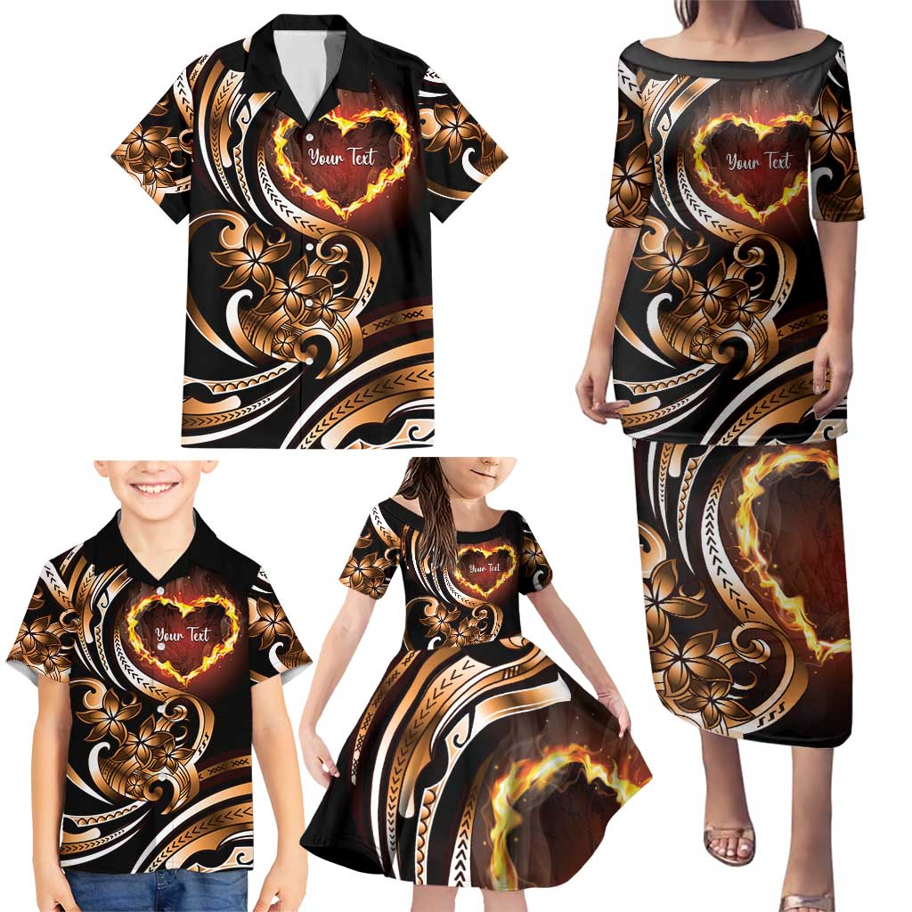 Personalised Polynesian Fiery Heart Family Matching Puletasi and Hawaiian Shirt Passionate Love LT01 - Polynesian Pride