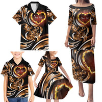 Personalised Polynesian Fiery Heart Family Matching Puletasi and Hawaiian Shirt Passionate Love LT01 - Polynesian Pride