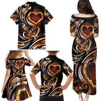 Personalised Polynesian Fiery Heart Family Matching Puletasi and Hawaiian Shirt Passionate Love LT01 - Polynesian Pride