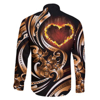 Personalised Polynesian Fiery Heart Family Matching Short Sleeve Bodycon Dress and Hawaiian Shirt Passionate Love LT01 - Polynesian Pride