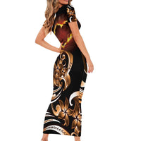 Personalised Polynesian Fiery Heart Family Matching Short Sleeve Bodycon Dress and Hawaiian Shirt Passionate Love LT01 - Polynesian Pride