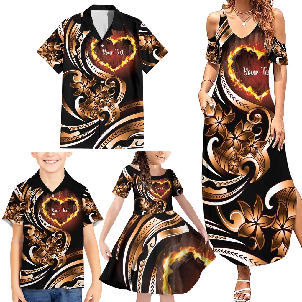 Personalised Polynesian Fiery Heart Family Matching Summer Maxi Dress and Hawaiian Shirt Passionate Love LT01 - Polynesian Pride