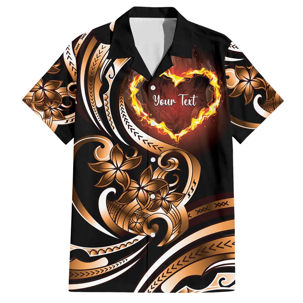 Personalised Polynesian Fiery Heart Family Matching Summer Maxi Dress and Hawaiian Shirt Passionate Love LT01 Dad's Shirt - Short Sleeve Black - Polynesian Pride
