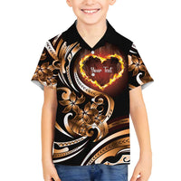 Personalised Polynesian Fiery Heart Family Matching Summer Maxi Dress and Hawaiian Shirt Passionate Love LT01 Son's Shirt Black - Polynesian Pride