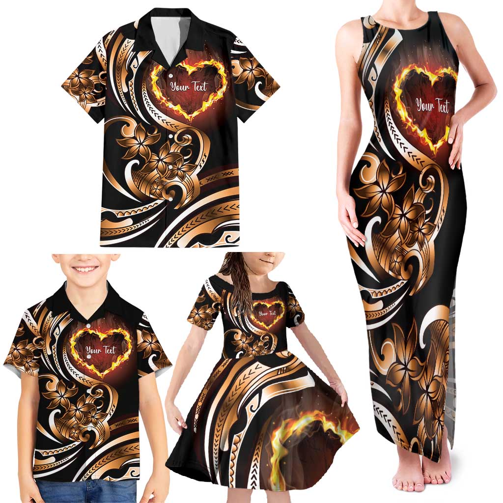 Personalised Polynesian Fiery Heart Family Matching Tank Maxi Dress and Hawaiian Shirt Passionate Love LT01 - Polynesian Pride