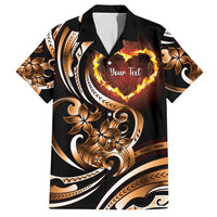 Personalised Polynesian Fiery Heart Family Matching Tank Maxi Dress and Hawaiian Shirt Passionate Love LT01 Dad's Shirt - Short Sleeve Black - Polynesian Pride