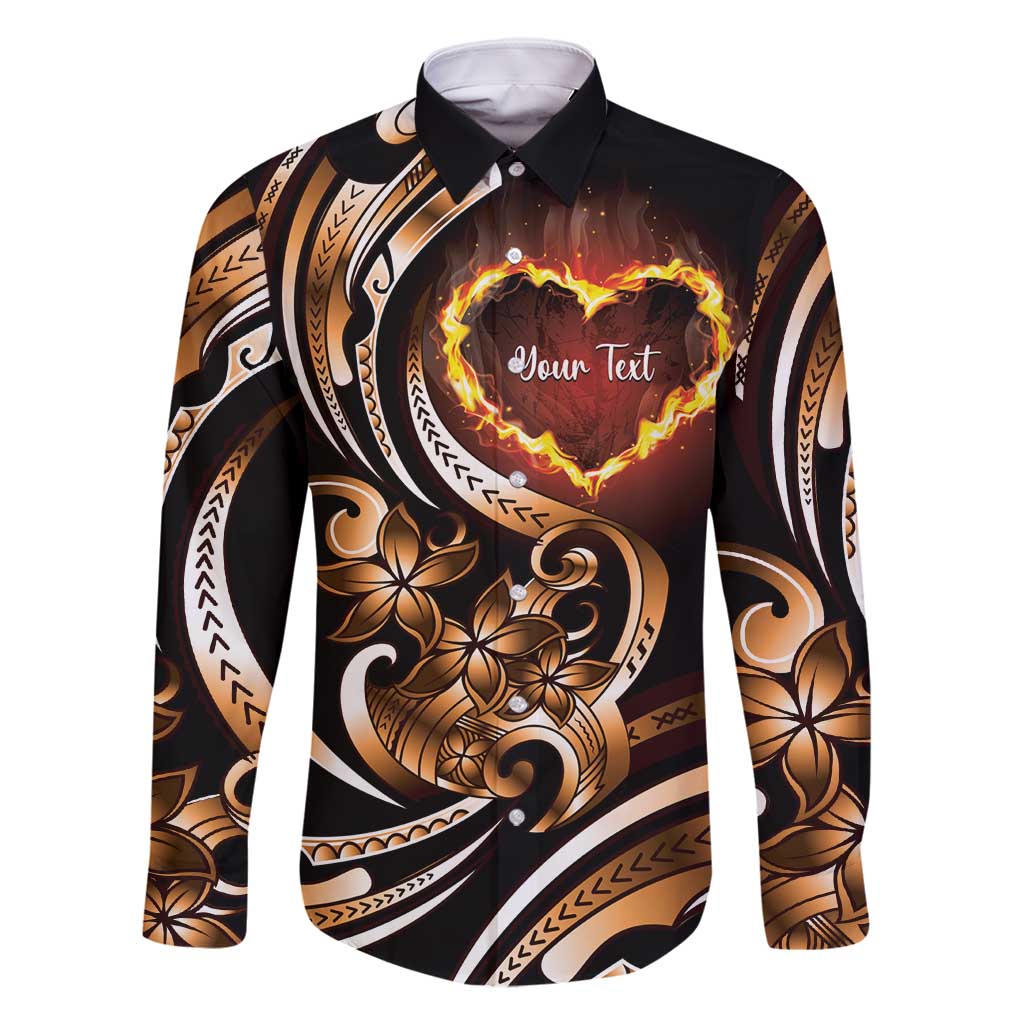 Personalised Polynesian Fiery Heart Family Matching Tank Maxi Dress and Hawaiian Shirt Passionate Love LT01 Dad's Shirt - Long Sleeve Black - Polynesian Pride