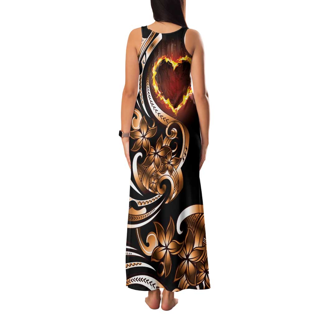 Personalised Polynesian Fiery Heart Family Matching Tank Maxi Dress and Hawaiian Shirt Passionate Love LT01 - Polynesian Pride