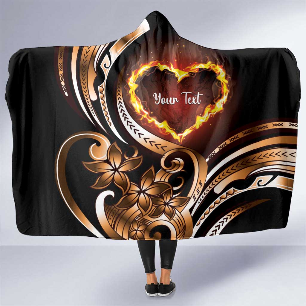 Personalised Polynesian Fiery Heart Hooded Blanket Passionate Love LT01 One Size Black - Polynesian Pride