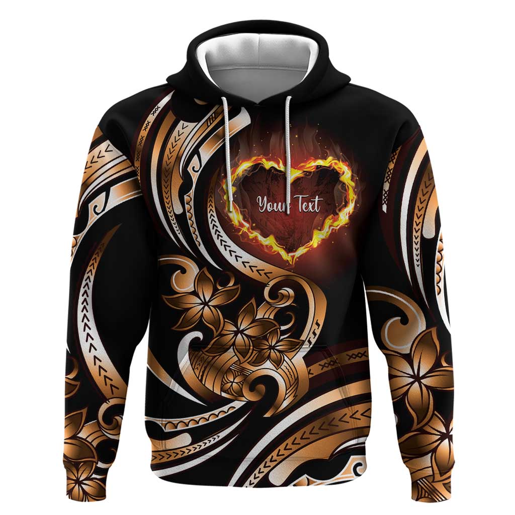 Personalised Polynesian Fiery Heart Hoodie Passionate Love LT01 Pullover Hoodie Black - Polynesian Pride