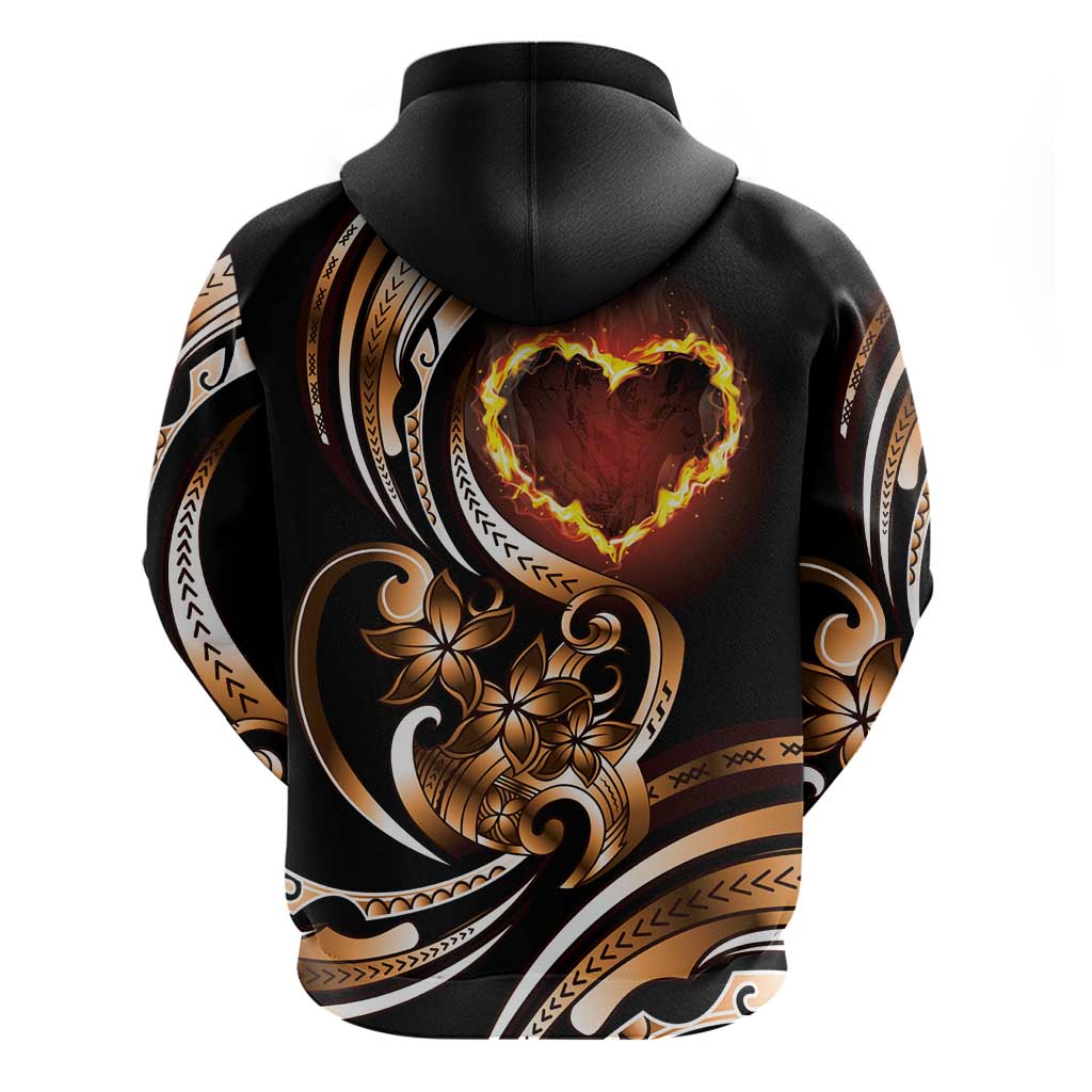 Personalised Polynesian Fiery Heart Hoodie Passionate Love LT01 - Polynesian Pride